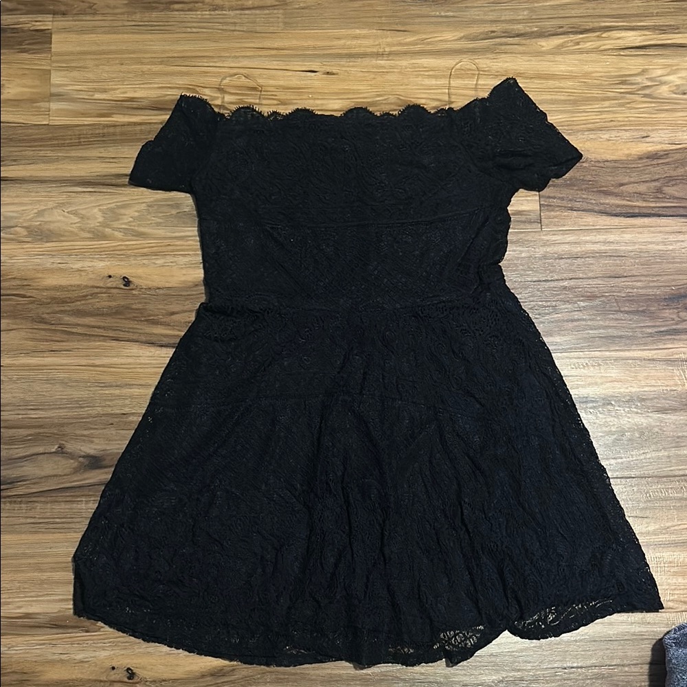 Rewind Black Lace Off-Shoulder Mini Dress